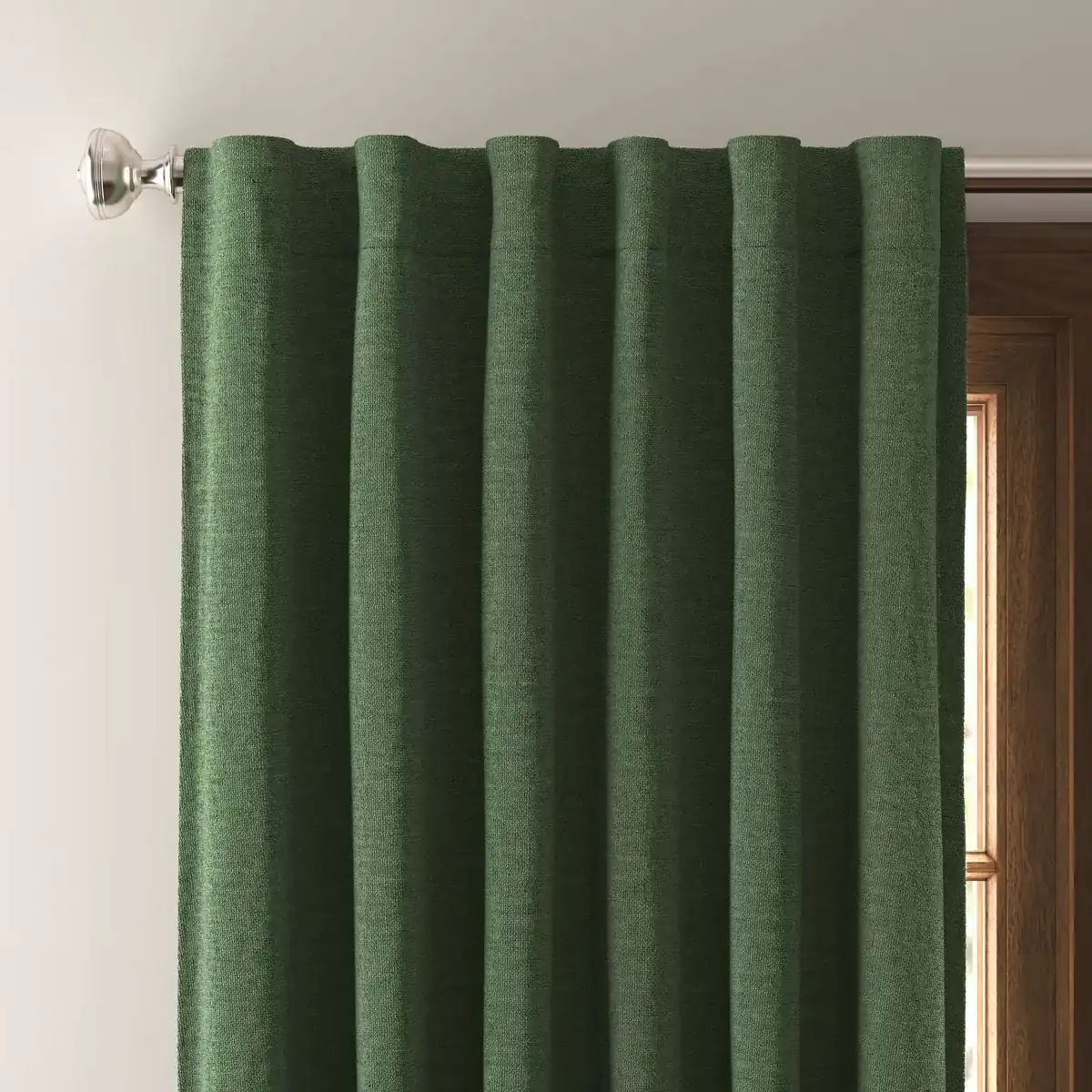 50x84 Blackout Velvet Curtain Panel Green Solid Lined Machine Washable