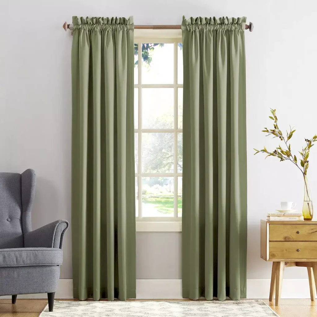 54x84 Sun Zero Room Darkening Seymour Rod Pocket Curtain Panel Sage Green