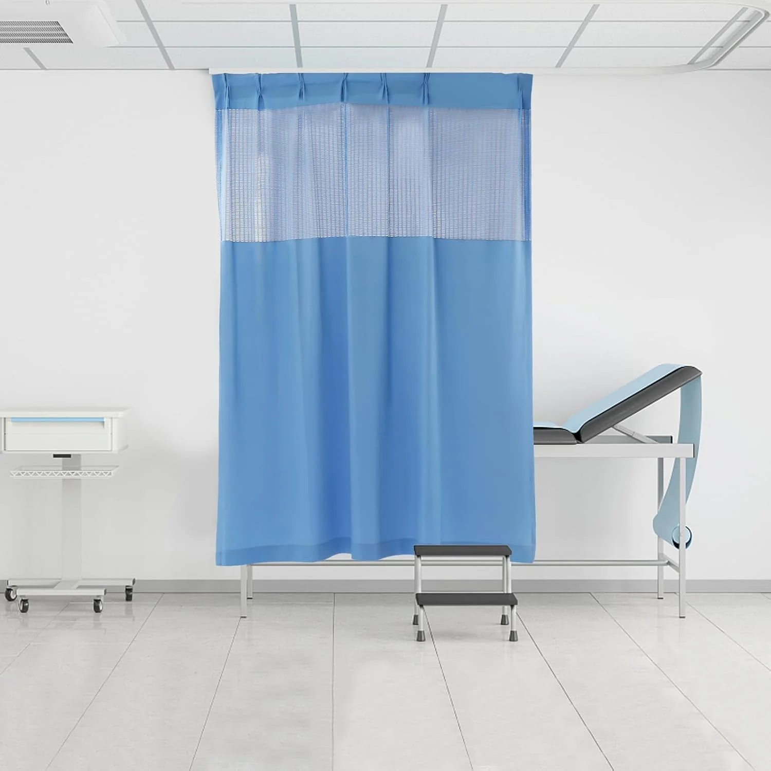 7ft x 8ft Hospital Room Divider Curtain with Flat Hooks – Privacy Cubicle Screen