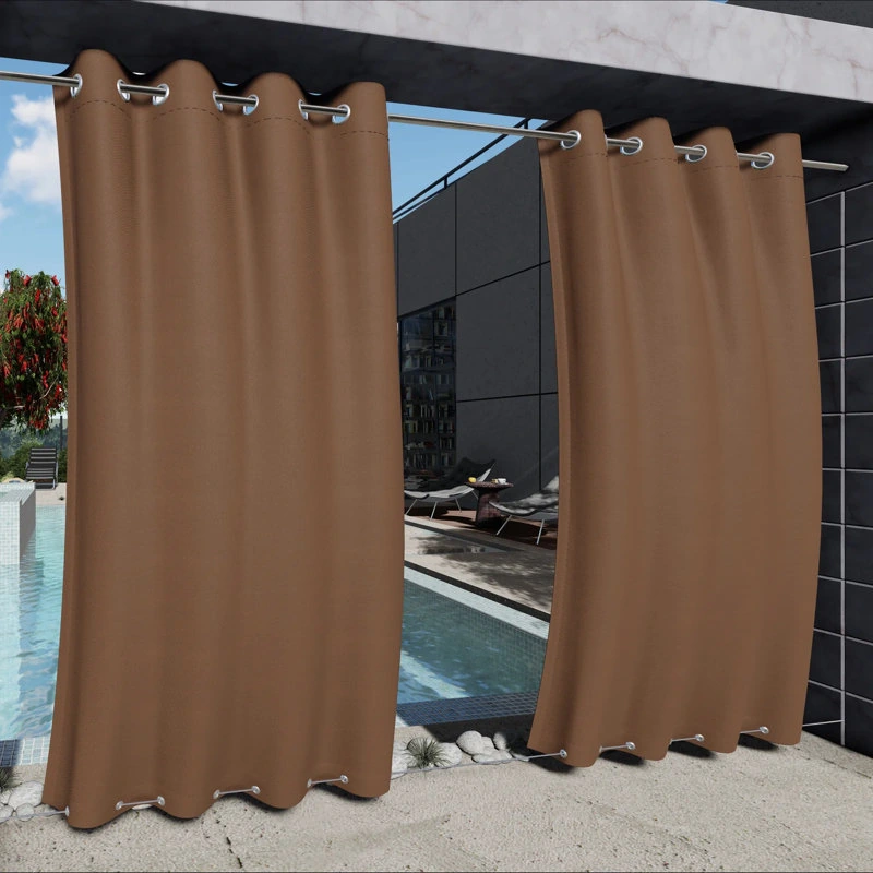 Abba Solid Grommet Top Waterproof Pergola Outdoor Curtain Single Panel