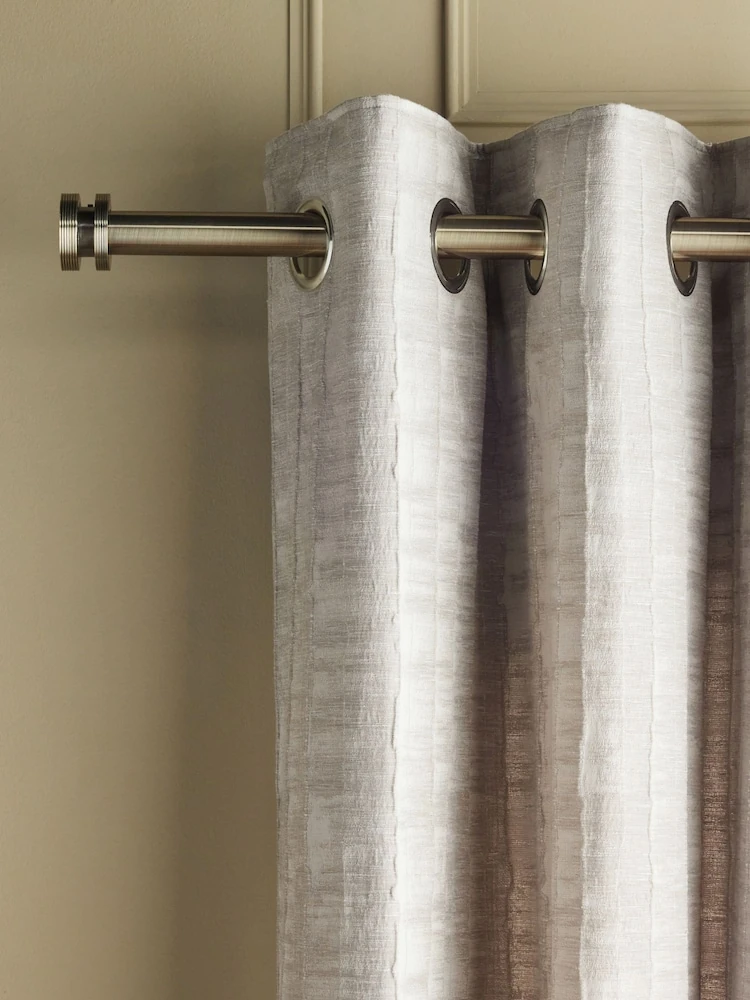 Antique Brass Ribbed Stud Finial 28mm Extendable Curtain Rod Kit 1