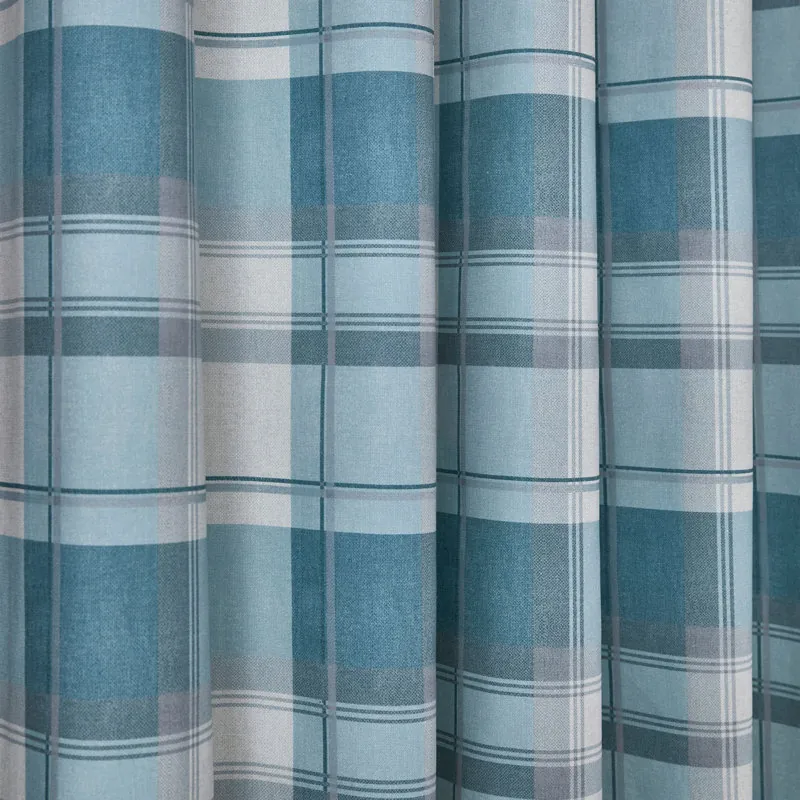 Balmoral Check 100% Cotton Semi Sheer Curtain Pair - Image 3