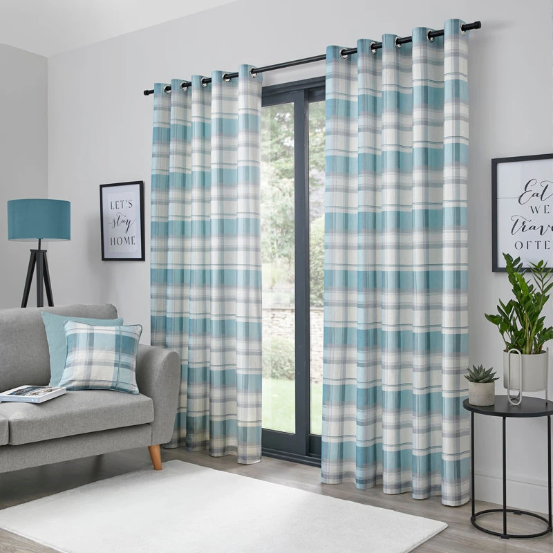 Balmoral Check 100% Cotton Semi Sheer Curtain Pair