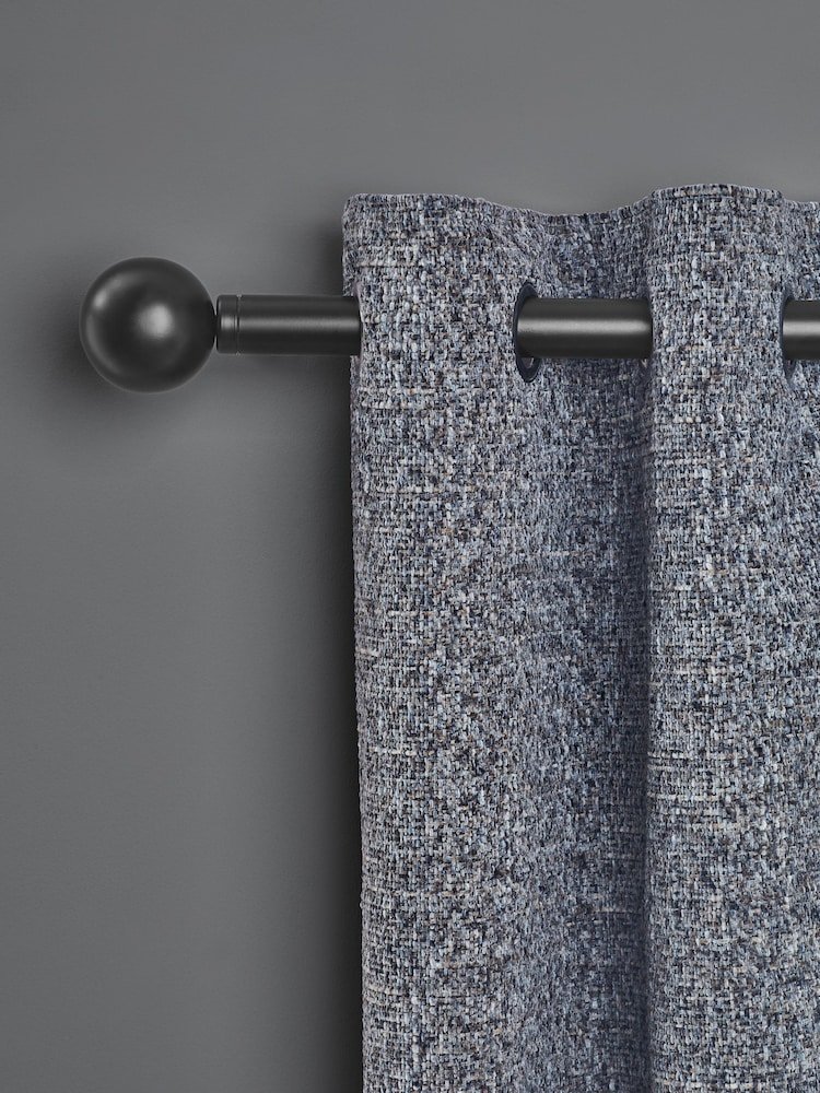 Black Ball Finial Extendable Curtain 35mm Rod Kit 1