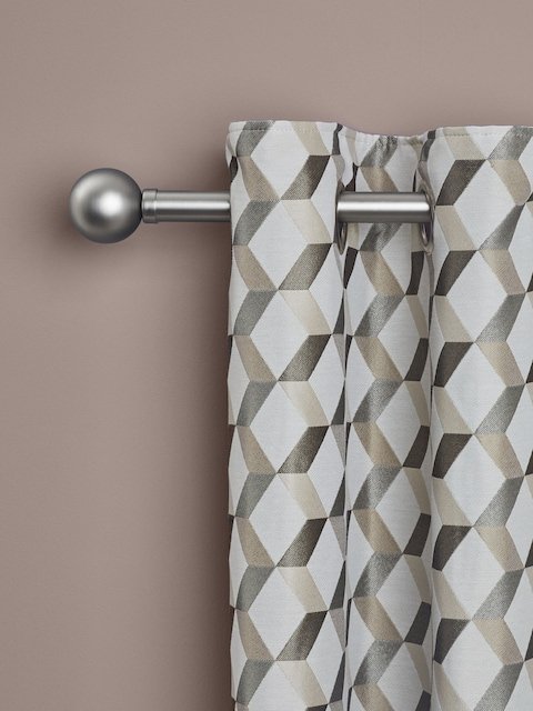 Brushed Silver Ball Finial Extendable Curtain 28mm Pole Kit 1