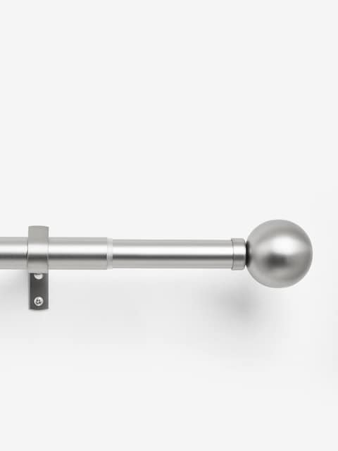 Brushed Silver Ball Finial Extendable Curtain 28mm Pole Kit 2
