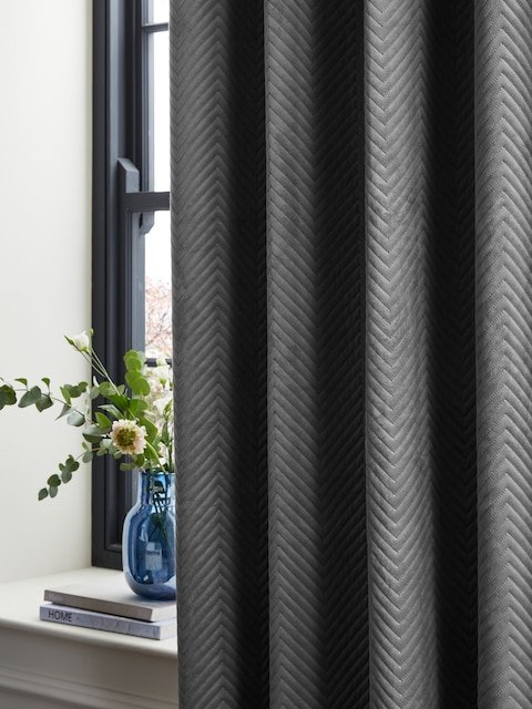Charcoal Grey Madison Blackout Thermal Eyelet Curtains 1