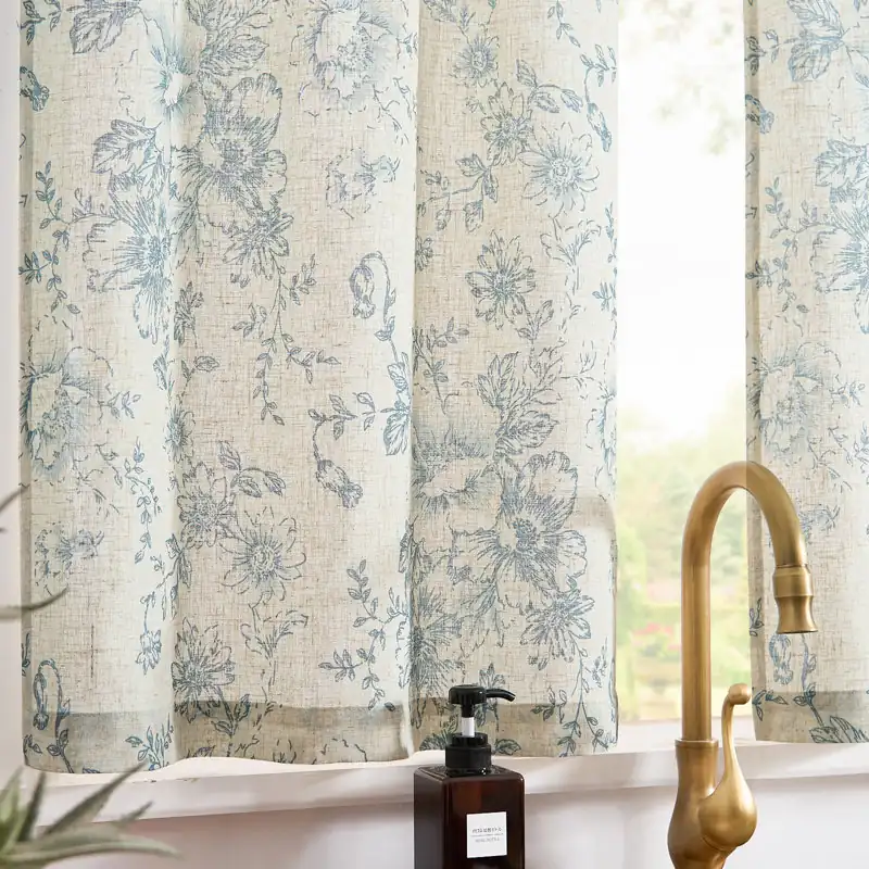 Daeun Linen Floral Farmhouse Cafe Curtains 1