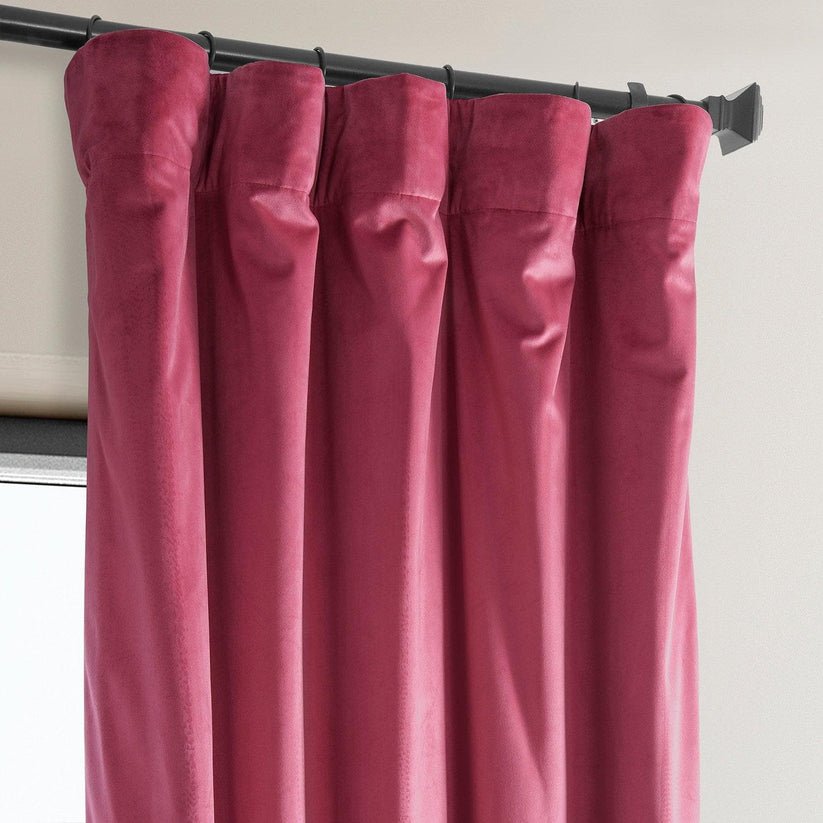 Dark Pink Heritage Plush Velvet Room Darkening Curtain - Image 2