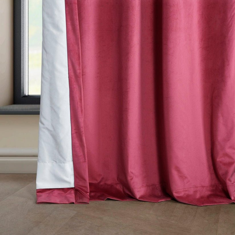 Dark Pink Heritage Plush Velvet Room Darkening Curtain - Image 3