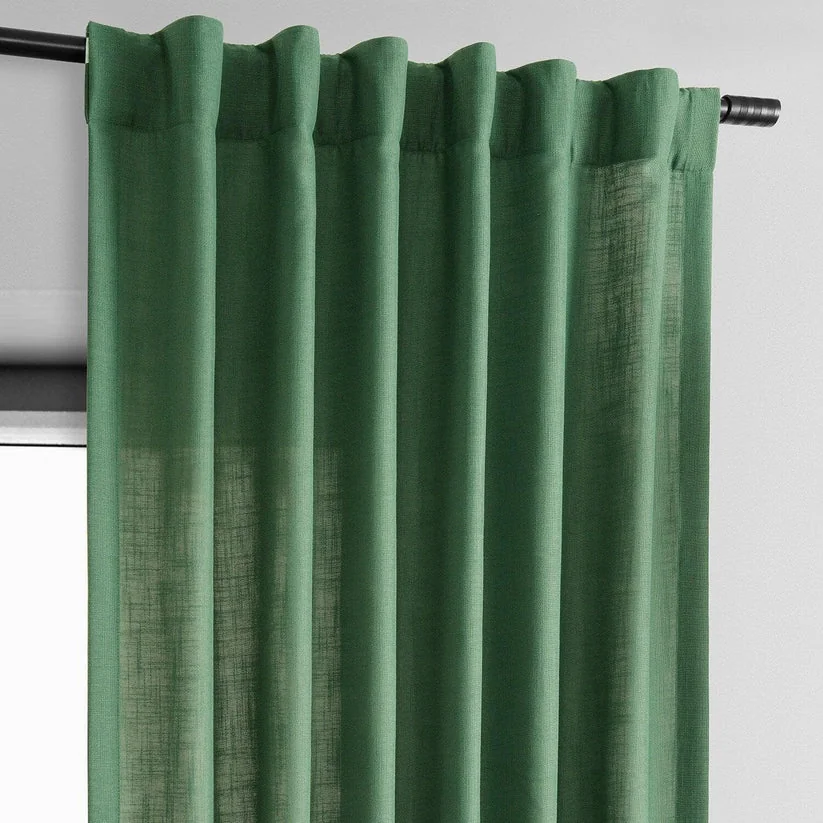 Green Classic Faux Linen Curtain 1