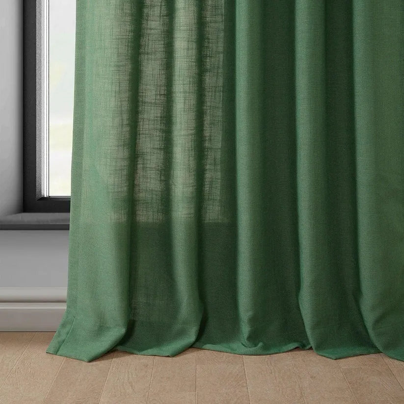 Green Classic Faux Linen Curtain 2