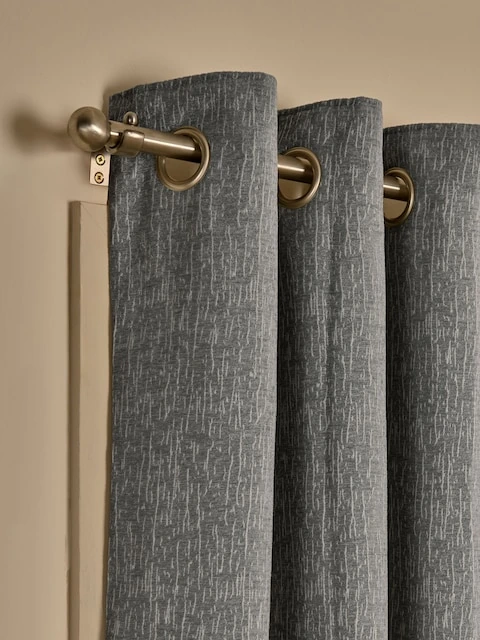 Grey Blue Heavyweight Chenille Super Thermal Eyelet Door Curtain 2