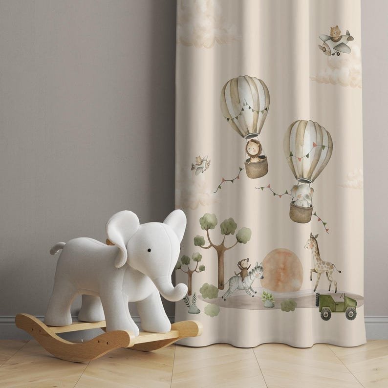 Hot Air Balloons Baby Boy Room Curtain 1