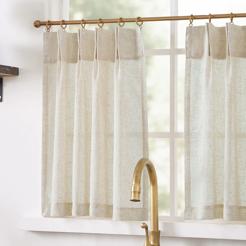 Linen Pinch Pleated Kitchen Curtains 1