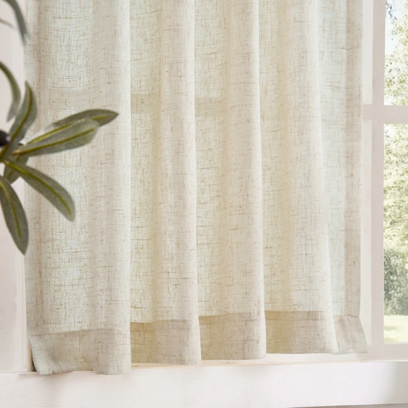 Linen Pinch Pleated Kitchen Curtains 2
