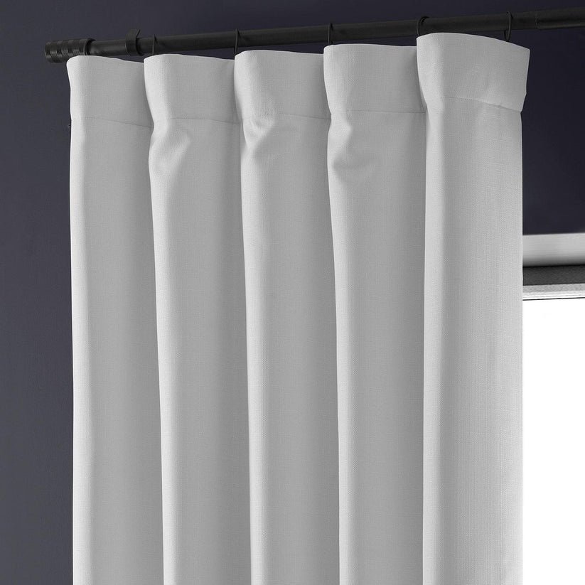 Mission White Faux Linen Hotel Blackout Curtain 1