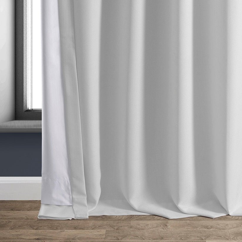 Mission White Faux Linen Hotel Blackout Curtain - Image 3