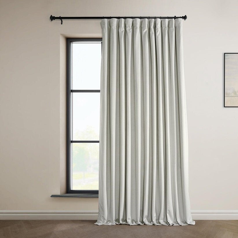 Misty White Extra Wide Signature Plush Velvet Hotel Blackout Curtain