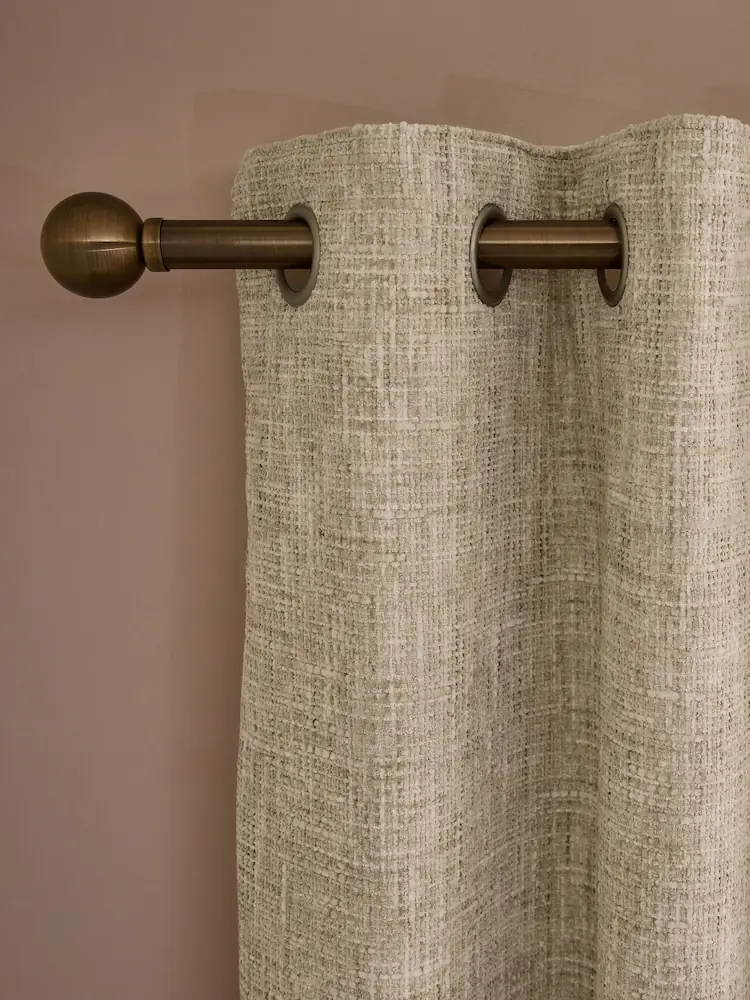 Natural Textured Chenille Lined Eyelet Curtains - Image 3