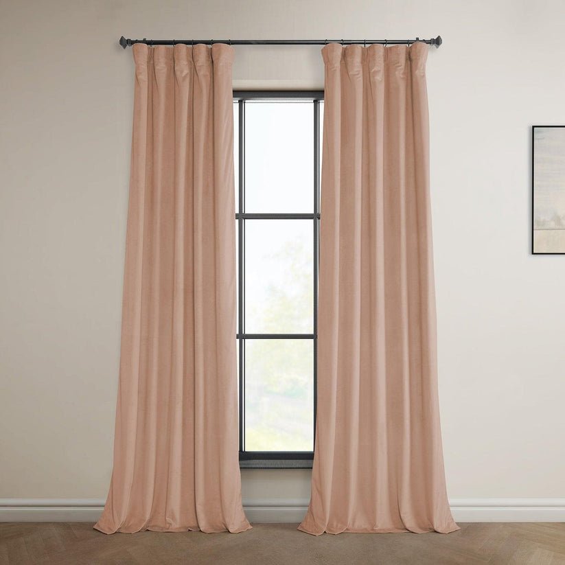 Peach Blossom Heritage Plush Velvet Room Darkening Curtain