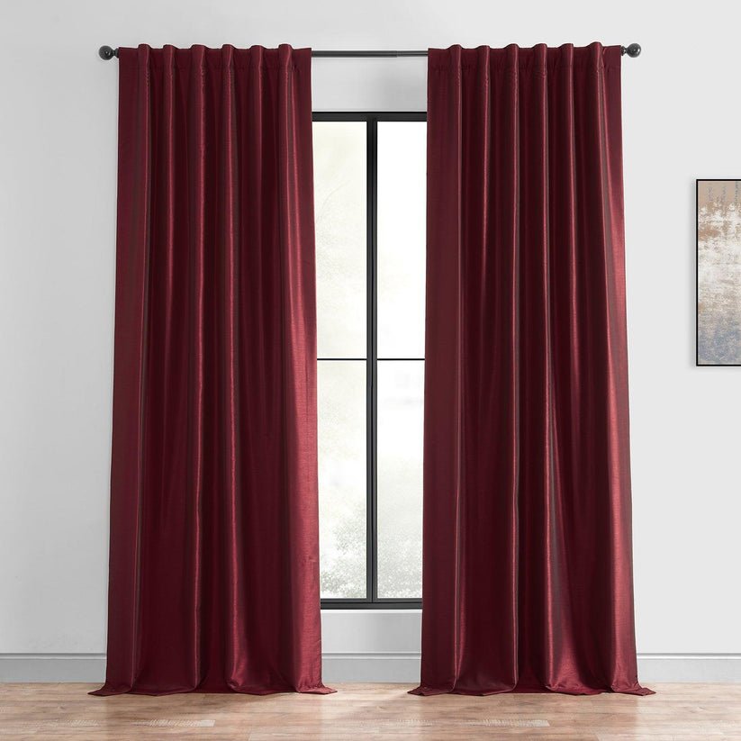Ruby Vintage Textured Faux Dupioni Silk Blackout Curtain