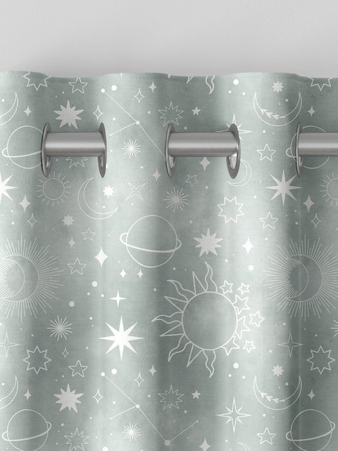 Sage Green Kids Space And Moon Made To Measure Curtains 1