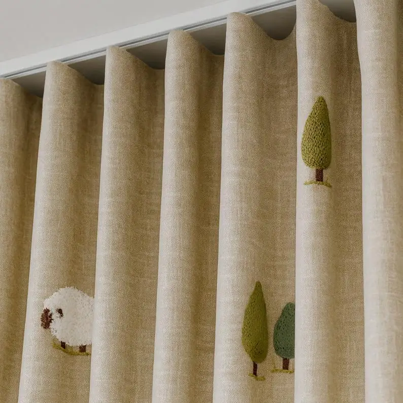 Sheep & Tree Nursery Curtains 1