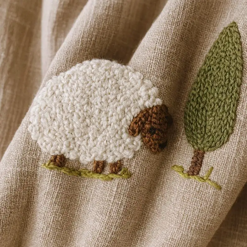 Sheep & Tree Nursery Curtains 2