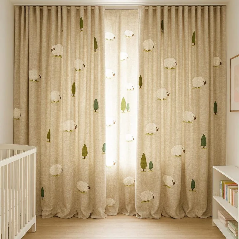 Sheep & Tree Nursery Curtains