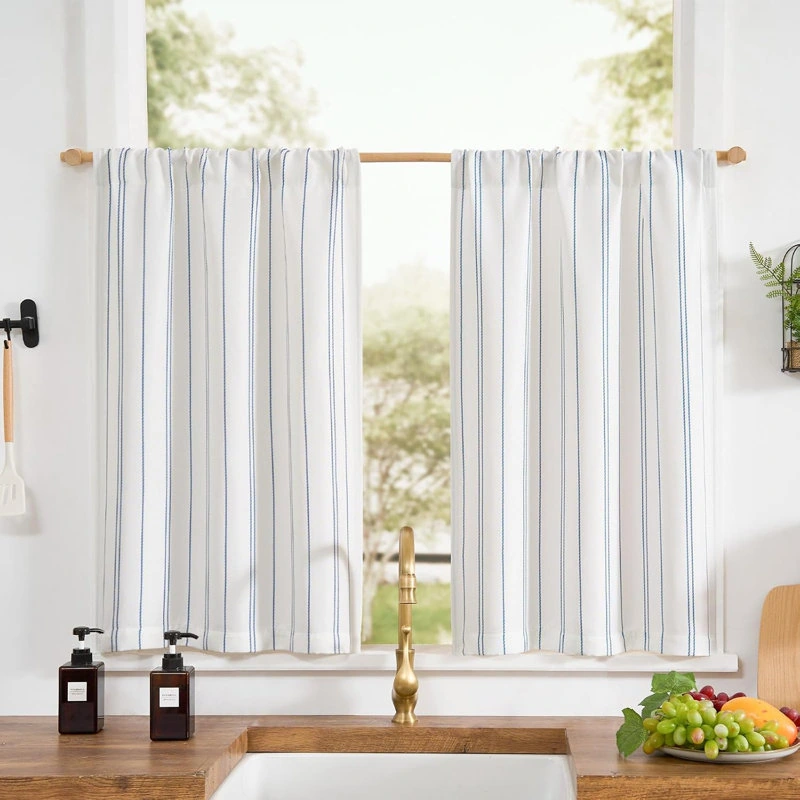 Striped Modern Farmhouse Kitchen Curtains
