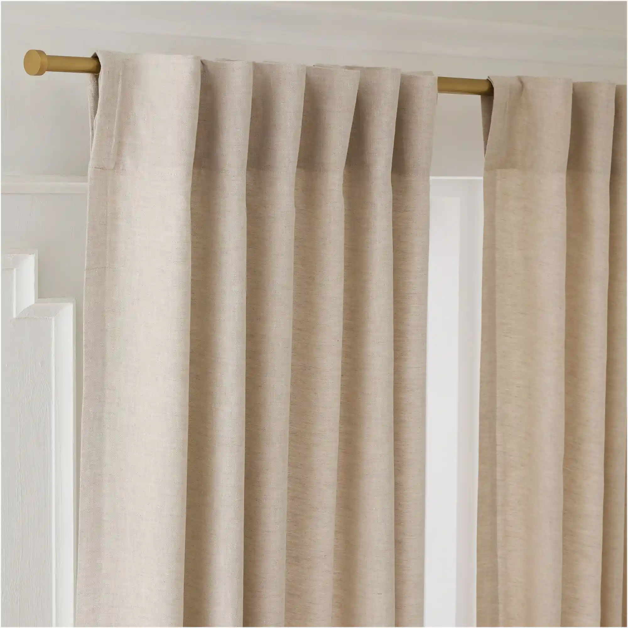 Custom Size European Flax Linen Curtain - Natural Flax