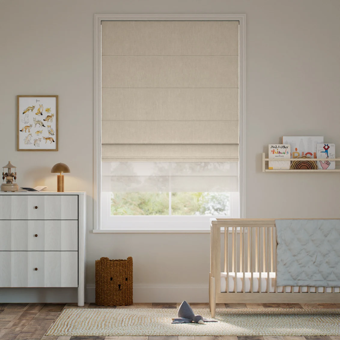 Electric Cavendish Barley & Neutral Double Roman Blind