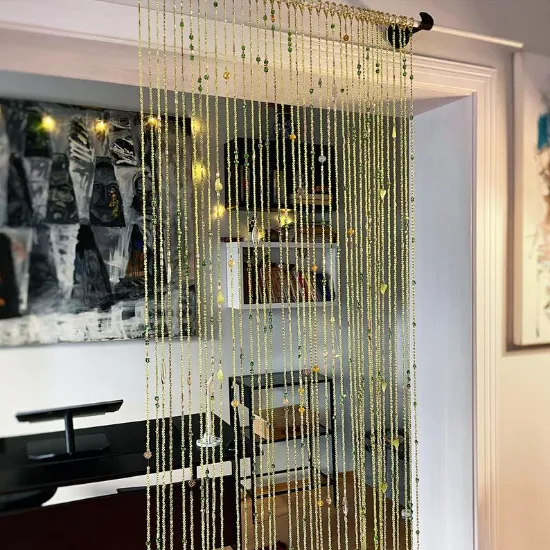 Luxury Green Gold Beaded Curtain