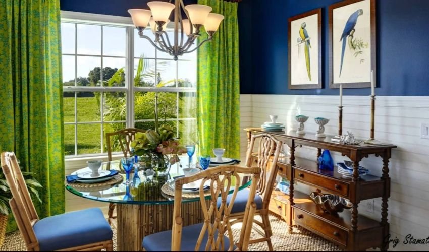 Olive Green Color Curtains Go With Blue Walls