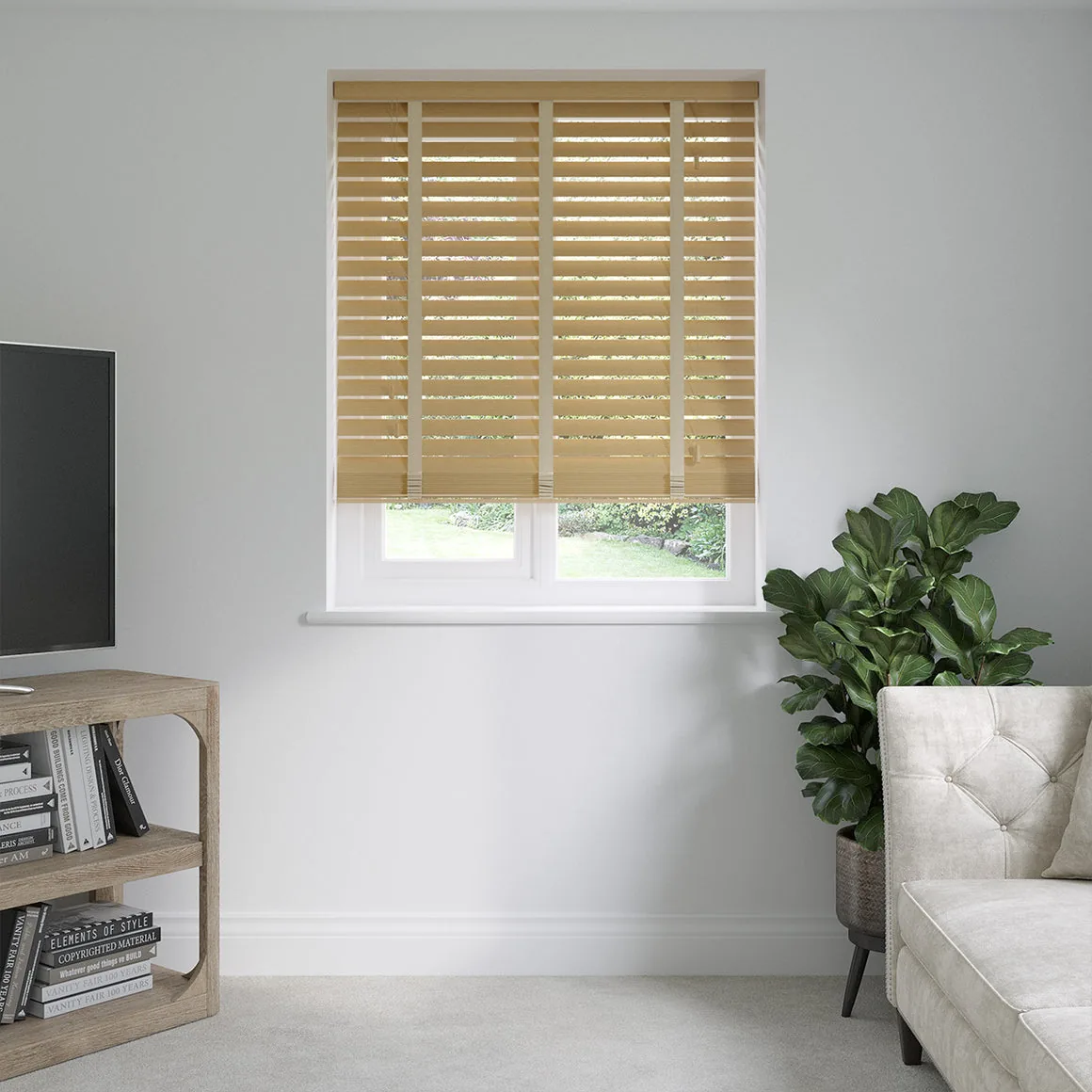 Savanna Oak Brown Faux Wooden Blinds 50mm With Tapes
