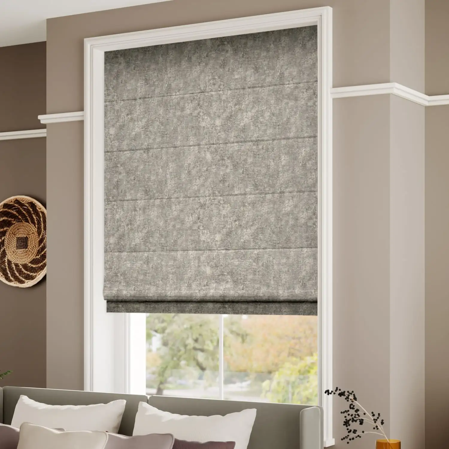 Walcot Chenille Truffle Roman Blind - Image 2
