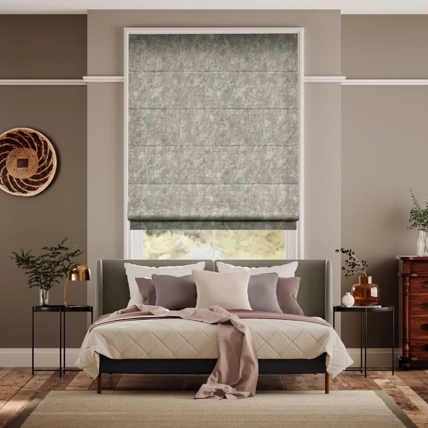 Walcot Chenille Truffle Roman Blind