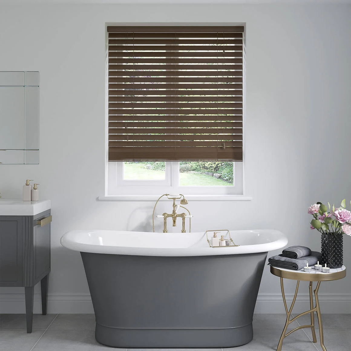 Walnut Brown Wooden Blinds 50mm