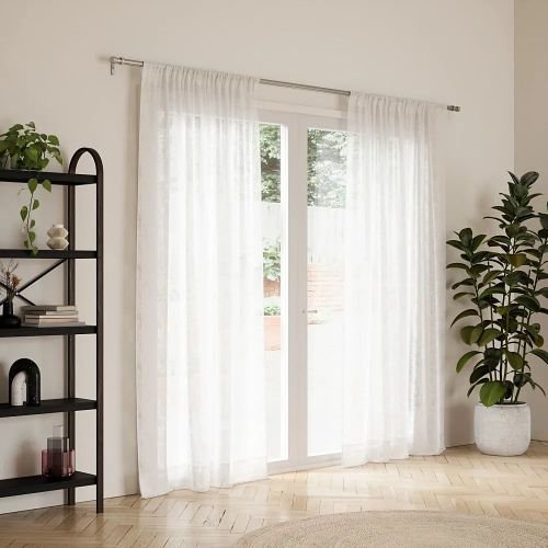 Black metal rod sheer curtains