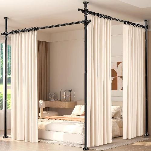 Luxury canopy curtain rod setup