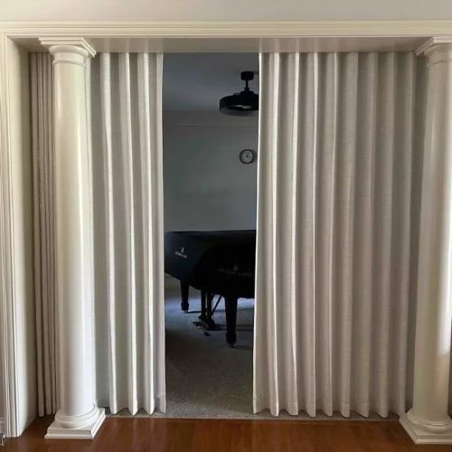 Thermal Grey Soundproof Drapes in Room