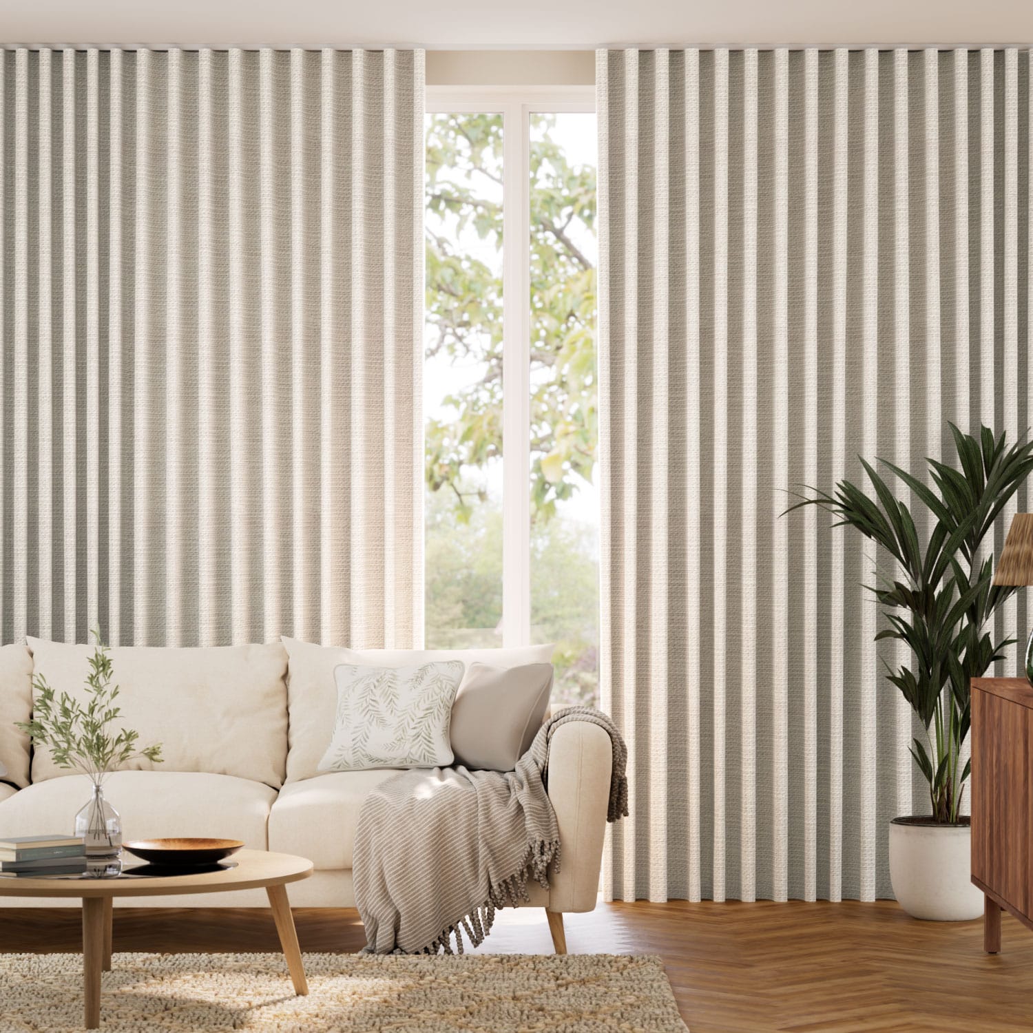 Cleo Limestone Motorized Curtains