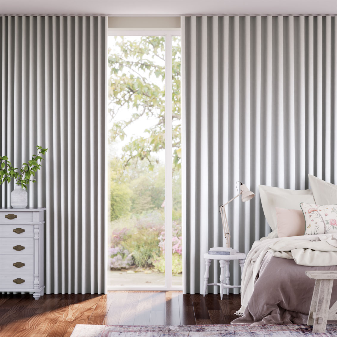 Linen White Motorized Curtains