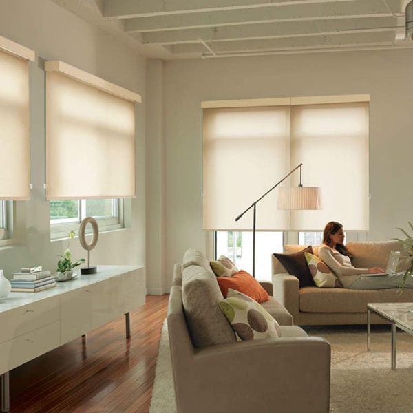 Modern interiors with newly installed roller blinds
