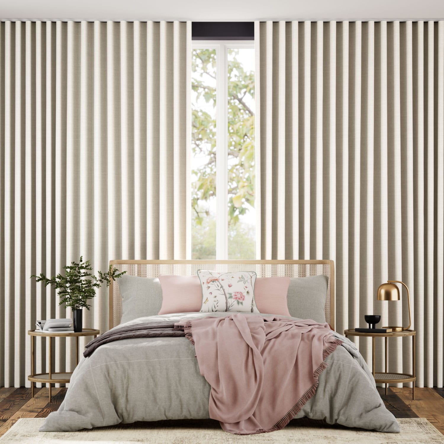 Natural White Motorized Curtains