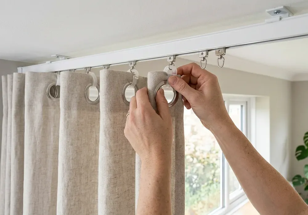 How to Hang Eyelet Curtains on a Track Rail