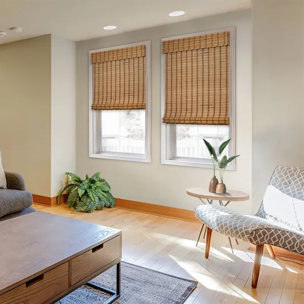 Natural bamboo blinds in a contemporary room