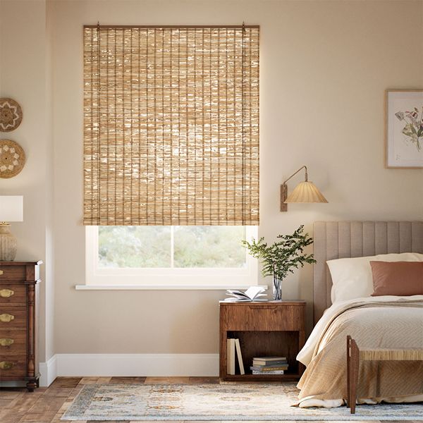 Woven window shades in a modern home