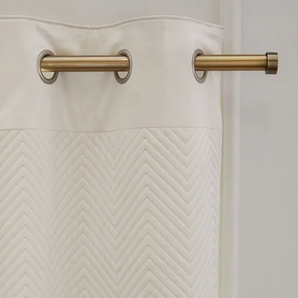 Natural Cream Velvet Blackout Thermal Eyelet Curtains - Image 2